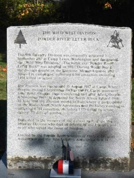 THE WILD WEST DIVISION WAR MEMORIAL