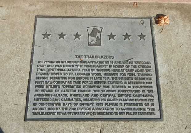 THE TRAILBLAZERS WAR MEMORIAL PLAQUE
