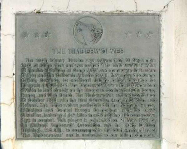 THE TIMBERWOLVES WAR MEMORIAL PLAQUE