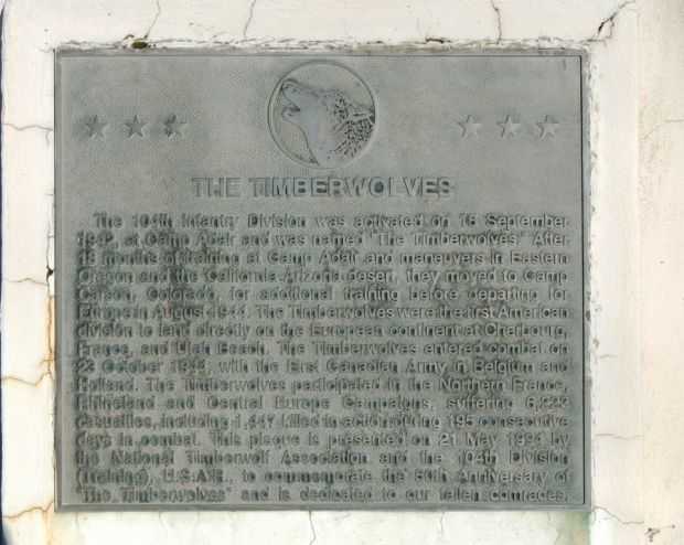 THE TIMBERWOLVES WAR MEMORIAL PLAQUE