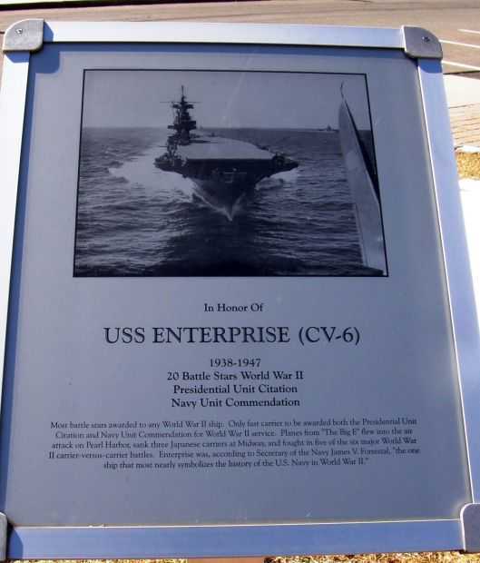 IN HONOR OF USS ENTERPRISE (CV-6) MEMORIAL PLAQUE