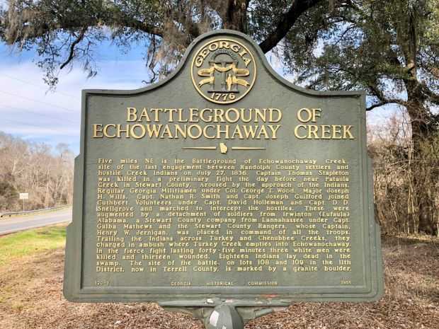 BATTLEGROUND OF ECHOWANO CHAWAY CREEK MEMORIAL MARKER