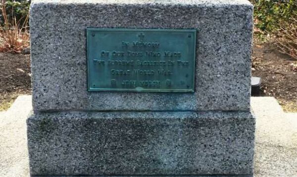 GRACE EPISCOPAL CHURCH WORLD WAR I MEMORIAL PLAQUE