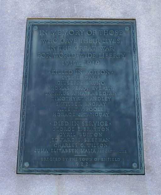 ENFIELD SOLDIERS AND SAILORS MEMORIAL PLAQUE D