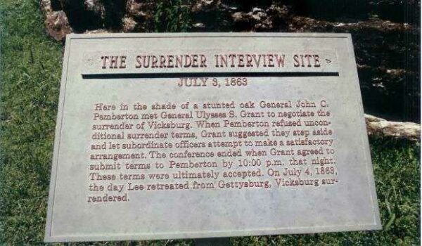 THE SURRENDER OF VICKSBURG WAR MEMORIAL PALQUE