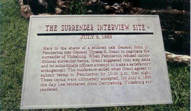 THE SURRENDER OF VICKSBURG WAR MEMORIAL PALQUE