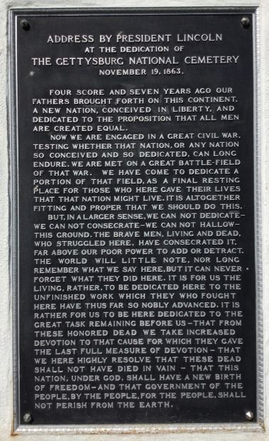 LOS ANGELES NATIONAL CEMETERY GETTYSBURG ADDRESS MEMORIAL PLAQUE