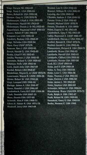 ST. AUGUSTA LEGION POST 621 VETERANS MEMORIAL HONOR ROLL PANEL B