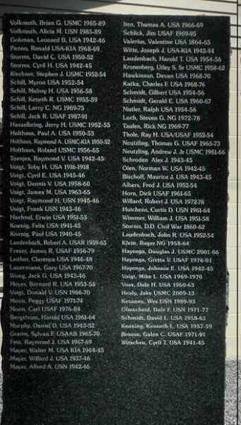 ST. AUGUSTA LEGION POST 621 VETERANS MEMORIAL HONOR ROLL PANEL A