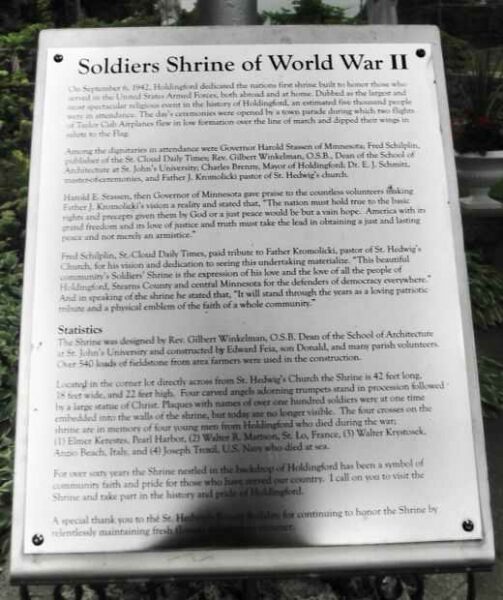 HOLDINGFORD SOLDIERS SHRINE OF WORLD WAR II MEMORIAL PLAQUE