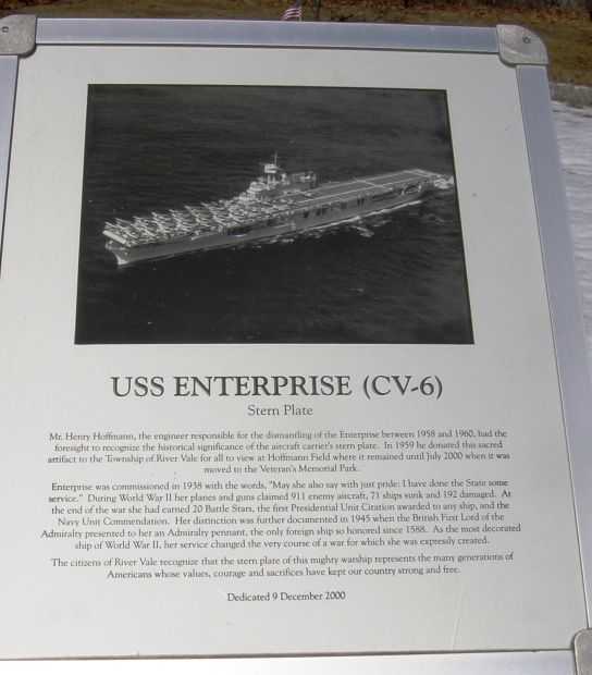 USS ENTERPRISE (CV-6) STERN PLATE MEMORIAL PLAQUE