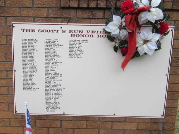 SCOTT’S RUN VETERANS MEMORIAL PLAQUE B