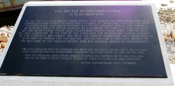 THE BATTLE OF VALCOUR ISLAND MEMORIAL PLAQUE