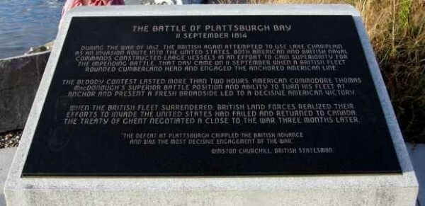 THE BATTLE OF PLATTSBURG BAY MEMORIAL PLAQUE