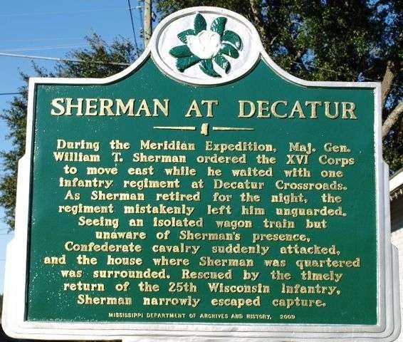 SHERMAN AT DECATUR WAR MEMORIAL MARKER