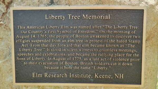 CHARLESTOWN, RI LIBERTY TREE MEMORIAL PLAQUE