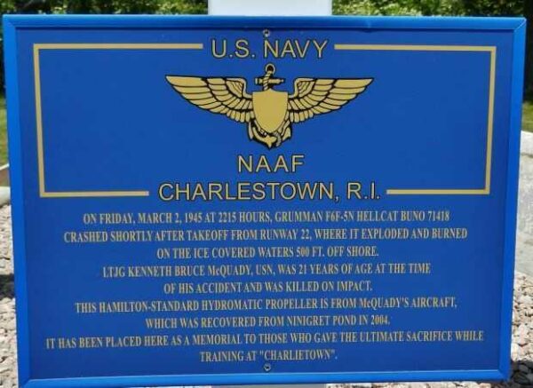 U.S. NAVY NAAF CHARLESTOWN, RI MEMORIAL PROPELLER PLAQUE