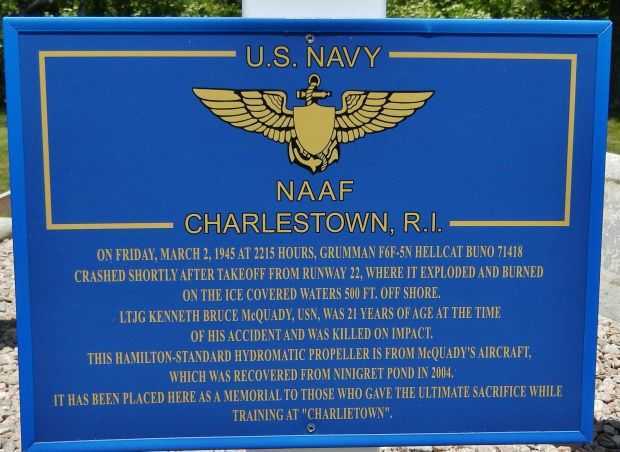 U.S. NAVY NAAF CHARLESTOWN, RI MEMORIAL PROPELLER PLAQUE