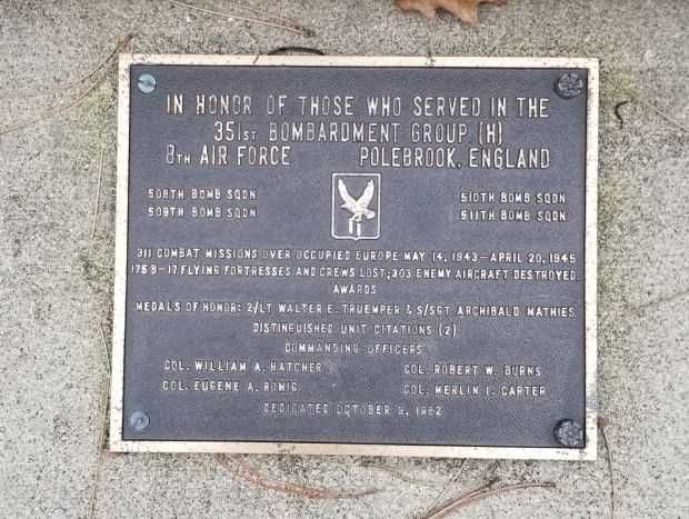 DAYTON 351ST BOMBARDMENT GROUP (H) WAR MEMORIAL PLAQUE