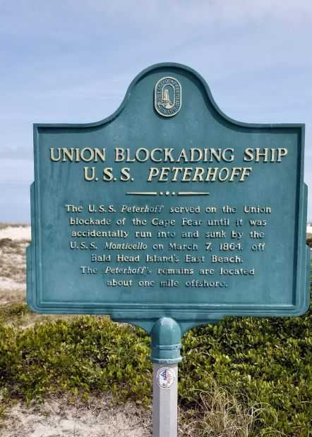 UNION BLOCKADING SHIP U.S.S. PETERHOF MEMORIAL MARKER