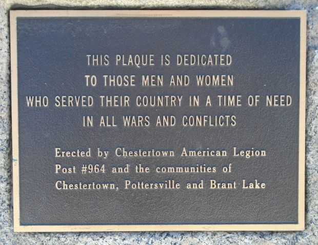 CHESTERTOWN AMERICAN LEGION POST #964 WAR MEMORIAL PLAQUE