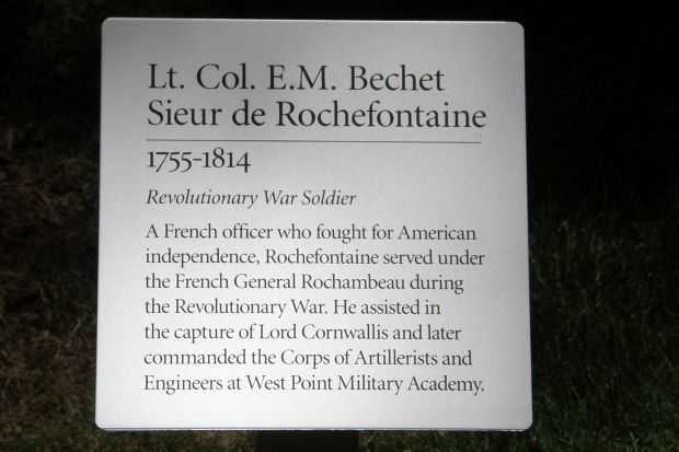 LT. COL. E.M. BECHET SIEUR DE ROCHEFONTAINE MEMORIAL PLAQUE A