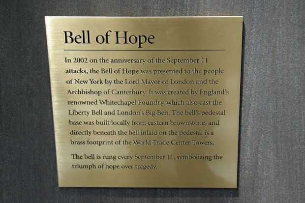 BELL OF HOPE MEMORIAL PLAQUE