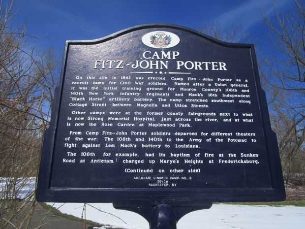 CAMP FITZ-JOHN PORTER WAR MEMORIAL MARKER FRONT