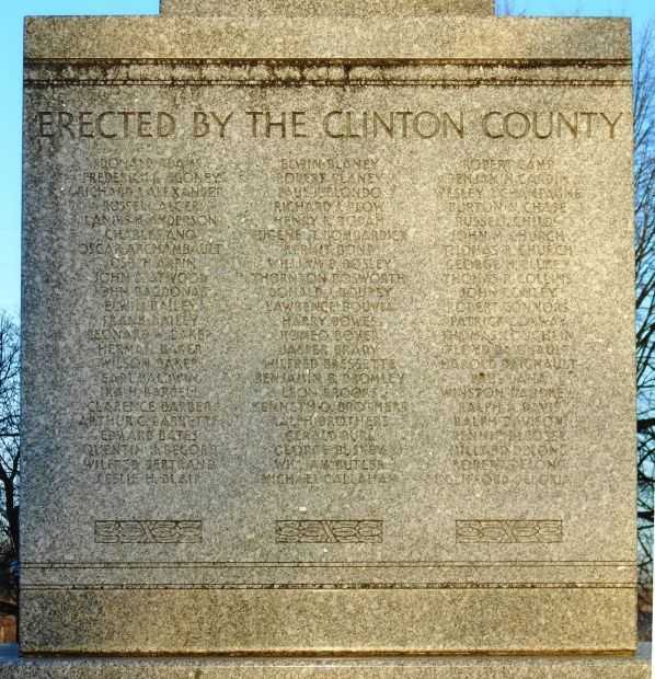 CLINTON COUNTY WORLD WARS MEMORIAL STONE A