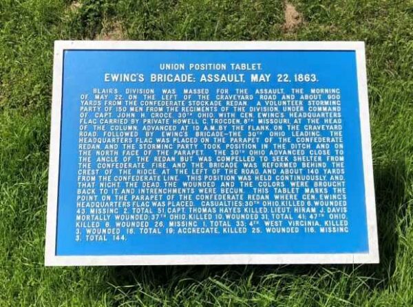 EWING’S BRIGADE; ASSAULT MAY 22, 1863 MEMORIAL PLAQUE