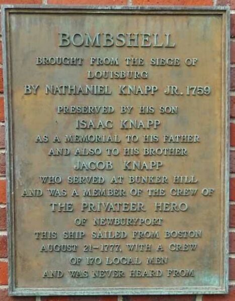 BOMBSHELL REVOLUTIONARY WAR MEMORIAL PLAQUE