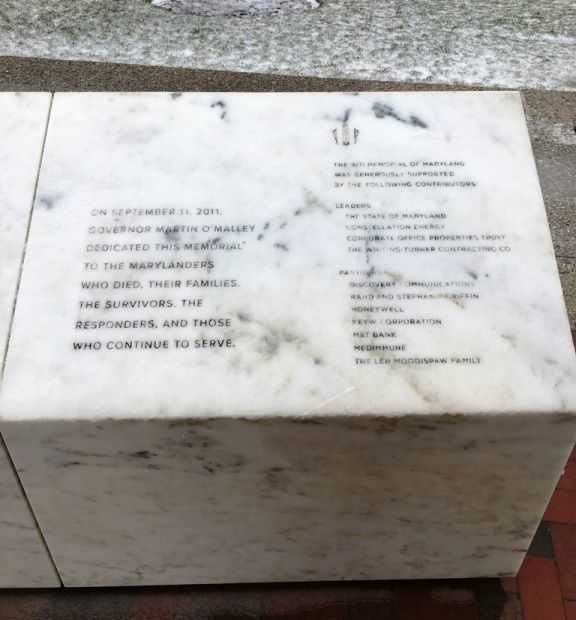 REMEMBERING MARYLANDERS WHO PERISHED ON 9.11.2001 MEMORIAL STONE B