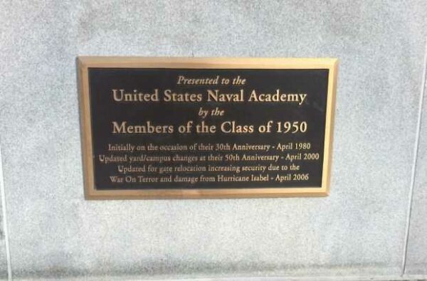 CLASS OF 1950 NAVAL ACADEMY MEMORIAL PLAQUE