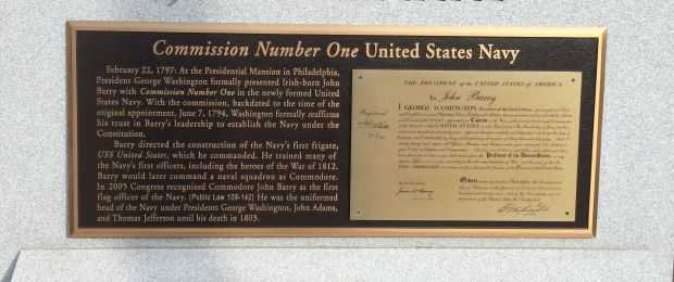 COMMODORE JOHN BARRY COMMISSION NUMBER ONE MEMORIAL PLAQUE A
