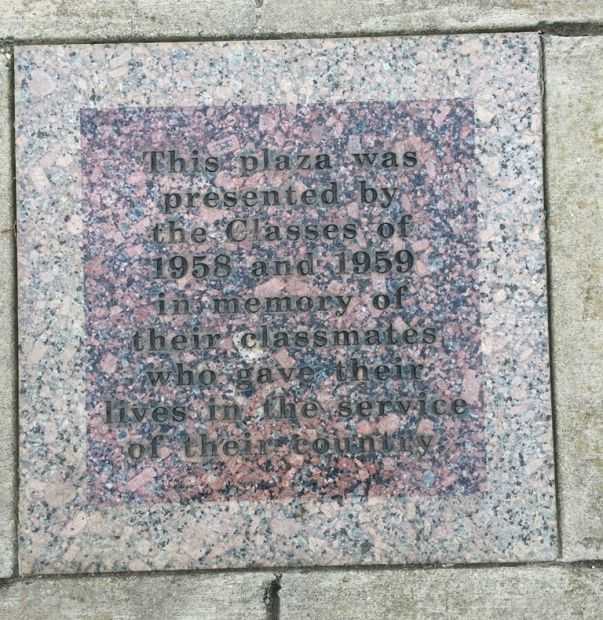 CLASSES OF 1958 AND 1959 MEMORIAL PLAZA DEDICATION STONE
