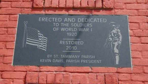 ST. TAMMANY PARISH WORLD WAR I MEMORIAL ARCHES PLAQUE