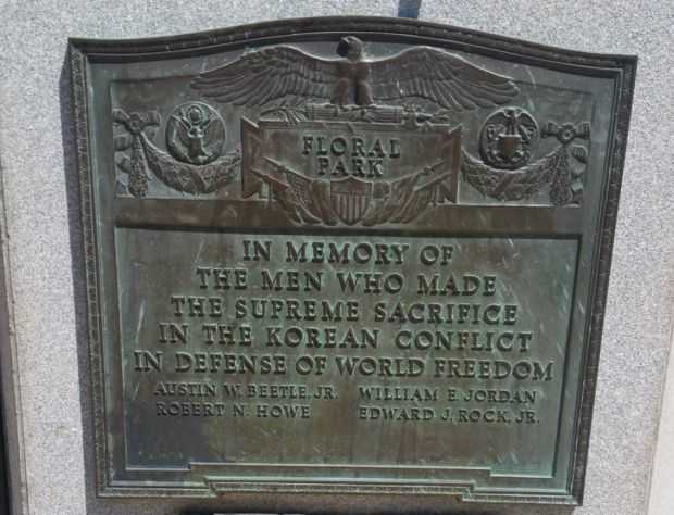 VILLAGE OF FLORAL PARK WAR MEMORIAL FLAG POLE PLAQUE B