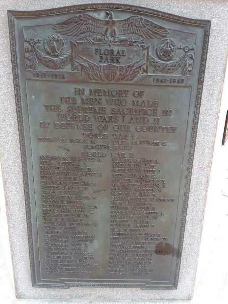 VILLAGE OF FLORAL PARK WAR MEMORIAL FLAG POLE PLAQUE A