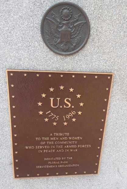 VILLAGE OF FLORAL PARK WAR MEMORIAL FLAG POLE PLAQUE D