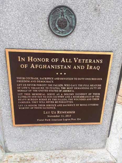 VILLAGE OF FLORAL PARK WAR MEMORIAL FLAG POLE PLAQUE E