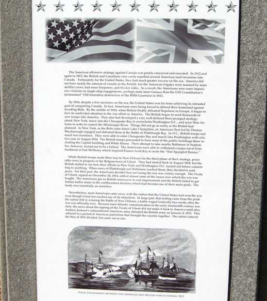 THE WAR OF 1812 MEMORIAL PLAQUE B