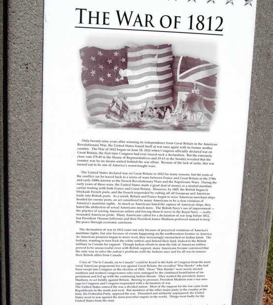 THE WAR OF 1812 MEMORIAL PLAQUE A
