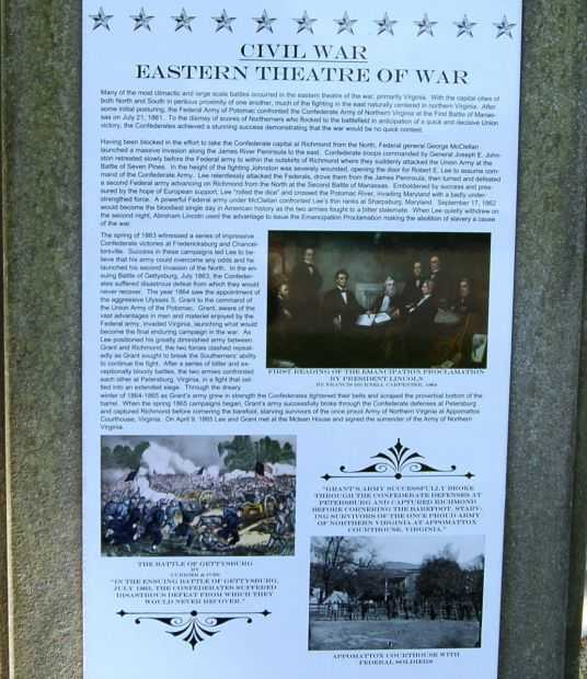 CIVIL WAR EASTERN THEATRE OF WAR MEMORIAL PLAQUE