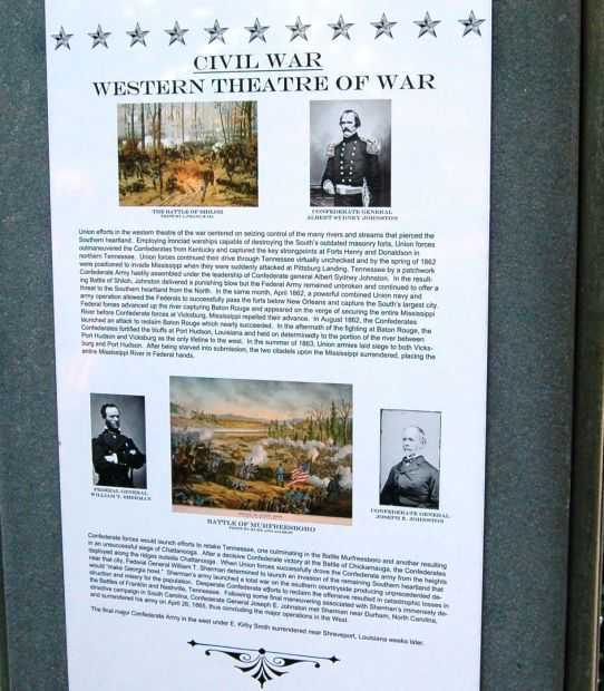 CIVIL WAR WESTERN THEATRE OF WAR MEMORIAL PLAQUE