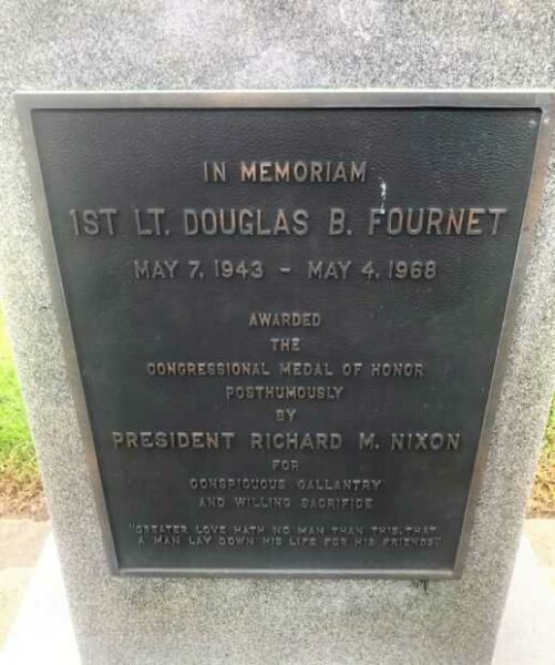 1ST LT. DOUGLAS B. FOURNET MEDAL OF HONOR WAR MEMORIAL PLAQUE