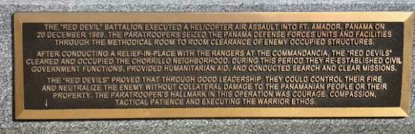 OPERATION JUST CAUSE MEMORIAL PLAQUE A