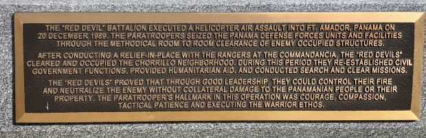 OPERATION JUST CAUSE MEMORIAL PLAQUE A