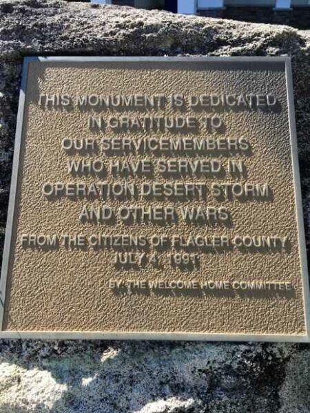 FLAGLER COUNTY OPERATION DESERT STORM MEMORIAL PLAQUE