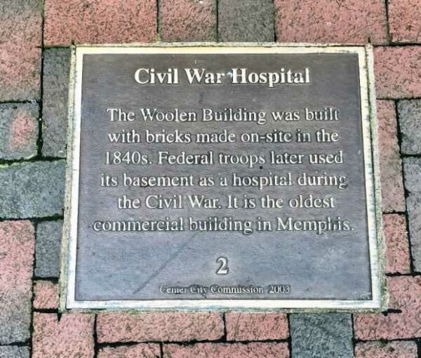 MEMPHIS CIVIL WAR HOSPITAL MEMORIAL PLAQUE