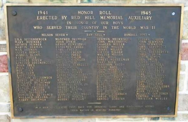 RED HILL MEMORIAL AUXILIARY MEMORIAL PLAQUE B